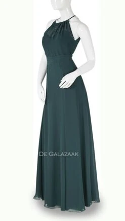 Donkergroene Lange Jurk Met Blote Rug - 4289 -FloraSelf winkel 4289K