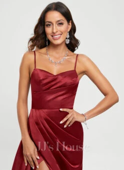 A-lijn-jurk V-hals Vloer Lengte Satijn Satijn Galajurk -FloraSelf winkel 6b4baa5e0d4eb3eac7de4739fc796574