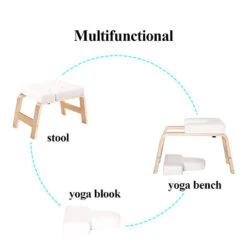 Decopatent Decopatent® Yoga Stoel - Bamboe Inversie Stoel - Wit Kussen - Meditatie Bankje - Hoofdstand Bankje - Yoga Kruk - Yoga Oefening Trainer - Yogastoel - Handstand Trainer - Omgekeerde Kruk / Stoel -FloraSelf winkel 88a8c856fa
