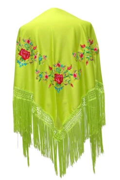 Spaanse Manton/omslagdoek Groen, Diverse Kleuren Bloemen