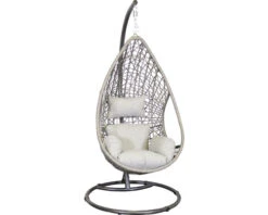 SENS-LINE Hangstoel Mona Metaal/wicker Zandgrijs Met Kussens