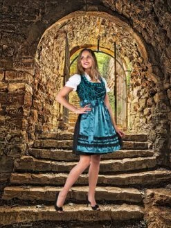 Dirndl Angelique Antiek Blauw -FloraSelf winkel H 2524gate