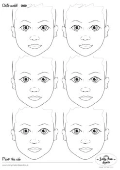 Schmink Oefenbord 6 Kindergezichten, Formaat A2