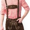 Tannhauser Lederhosen Ralf Kort Oktoberfest Heren 100% Echt Leder Lederhosen Man – Donkerbruin – Leer – M