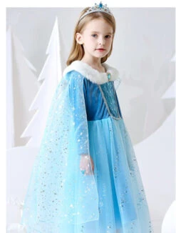 Elsa Jurk Cape Bontkraag Luxe + GRATIS Kroon -FloraSelf winkel a83a7c6257fbeb5a39767357fd8c6d20dd220882