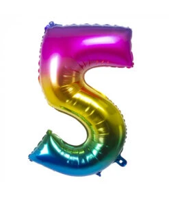 Folieballon Regenboog Cijfer 5 (86cm)