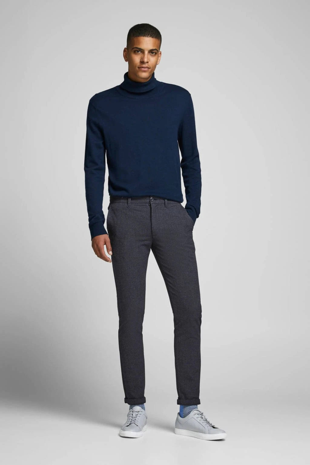 Slim Fit Pantalon JJIMARCO Met All Over Print Donkerblauw 2 Slim Fit Pantalon JJIMARCO Met All Over Print Donkerblauw - Afbeelding 2