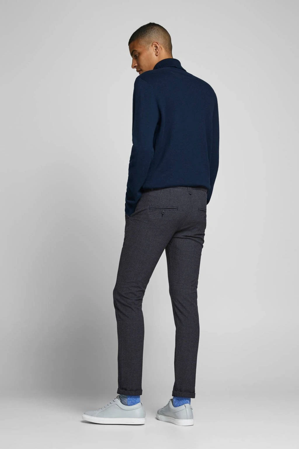 Slim Fit Pantalon JJIMARCO Met All Over Print Donkerblauw 4 Slim Fit Pantalon JJIMARCO Met All Over Print Donkerblauw - Afbeelding 4