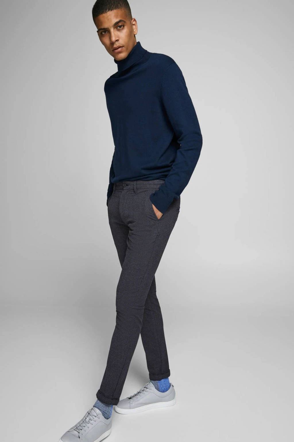 Slim Fit Pantalon JJIMARCO Met All Over Print Donkerblauw 5 Slim Fit Pantalon JJIMARCO Met All Over Print Donkerblauw - Afbeelding 5