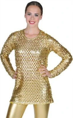 Disco Top Goud Stretch