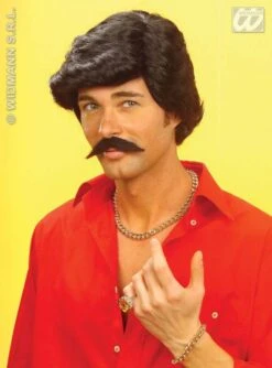 Pruik Playboy Met Snor Zwart